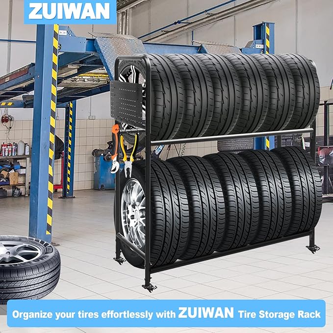 Rolling Tire Rack for Garage, Adjustable Metal Tire Rack - Image 6