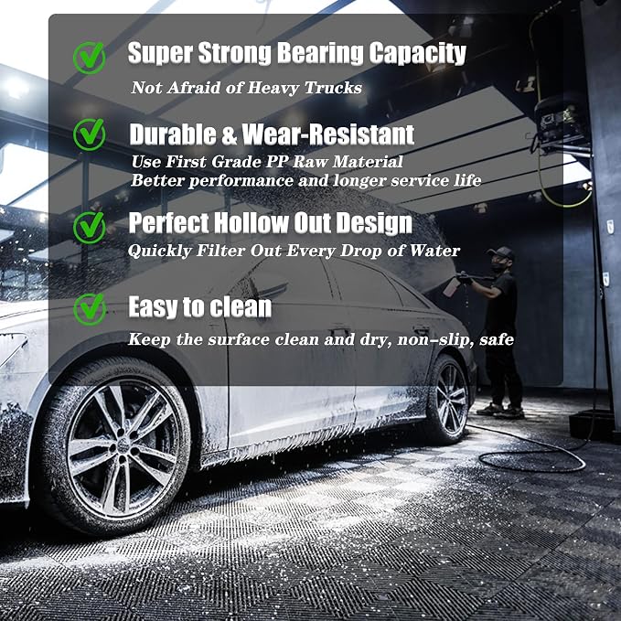 12 Pack 16"x 16"Interlocking Garage Floor Tiles, Modular Drainage Floor Mat - Image 5