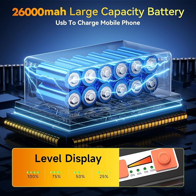 300W Led Work Light Rechargeable, 26000MAh Solar Portable Light, 26000LM - Image 4