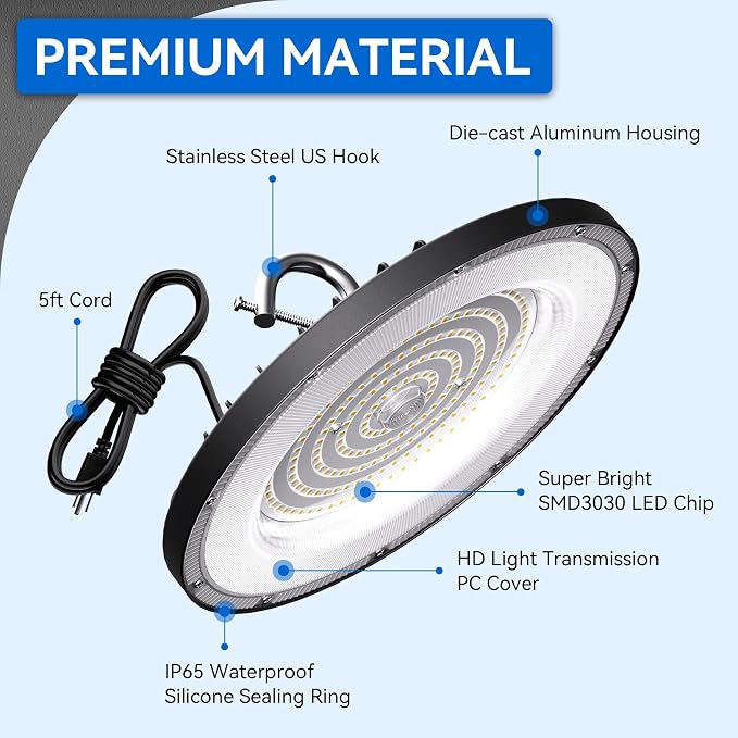 4 Pack UFO Led High Bay Light 250W, 5000K Daylight ETL Listed High Bay Led - Image 5