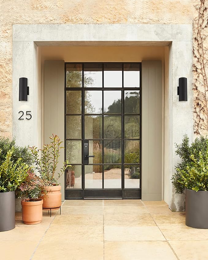 Ken & Ricky Exterior Wall Lights, Outdoor Up and Down Wall Sconce, Cylinder - Image 3