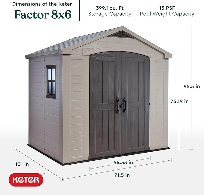 Keter Factor Large Resin Outdoor Storage Shed - Image 3