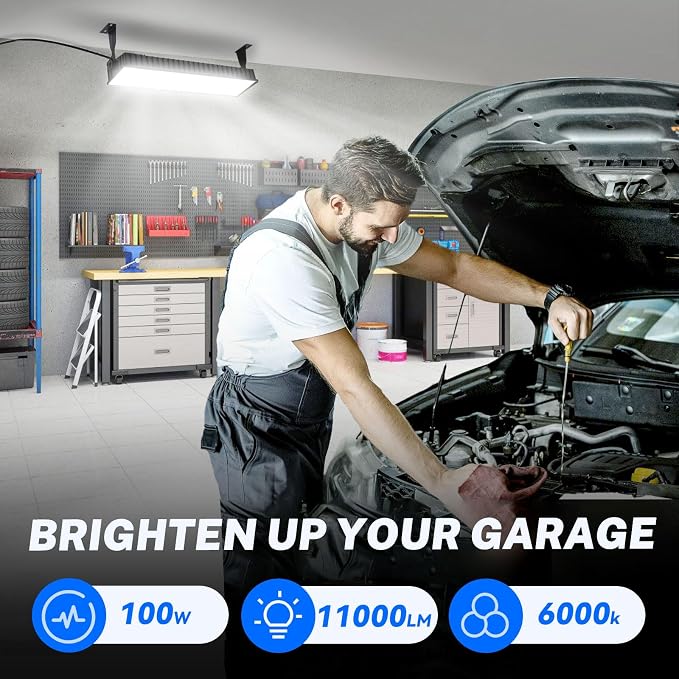 100W LED Shop Light, 11000LM Plug in Garage Light - Image 2