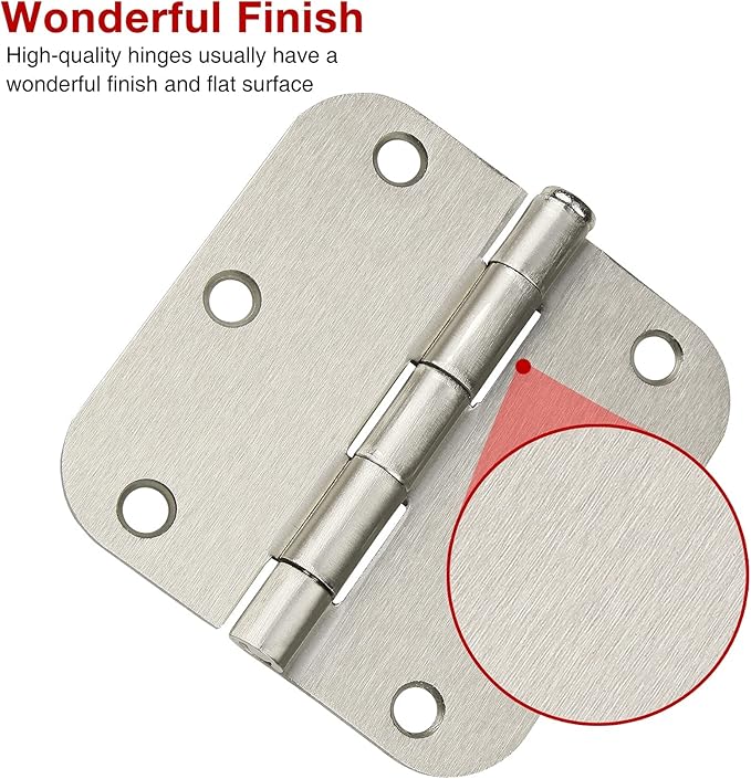 36 Pack Rounded Brushed Nickel Door Hinges 3.5 Inch x 3 ½" 5/8" Radius 3 1/2" - Image 3