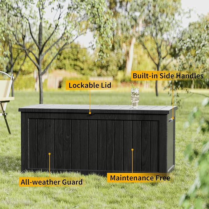 270 Gallon Outdoor Storage Box Patio Deck Box Waterproof, Resin Lockable - Image 7