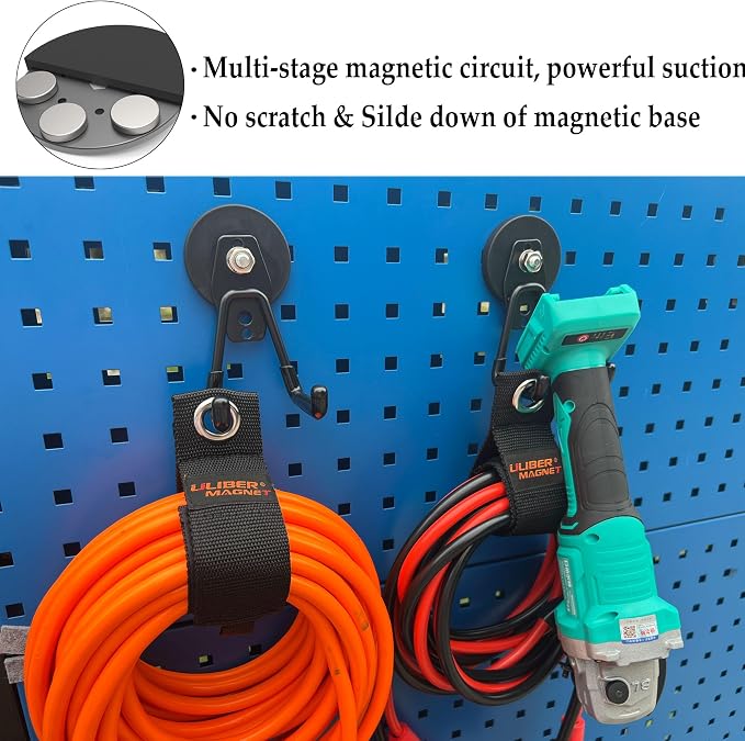 ULIBERMAGNET Heavy Duty Magnetic Garage Hook, 6 Pack Strong Large Magnet Hooks - Image 3