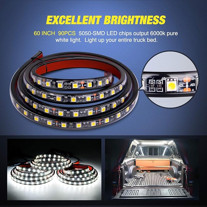 Nilight 3PCS 60 Inch Bed Light Strip 270 LED - Image 2