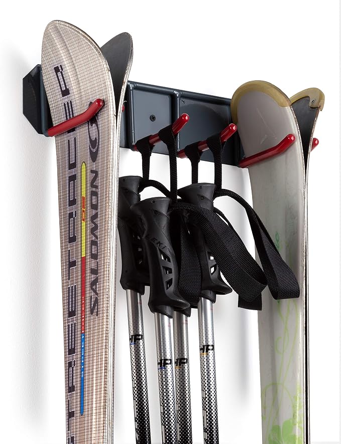 Wall Mounted Rack Organizer for Skis and Poles Heavy Duty Horizontal Wall Ski by Wealers