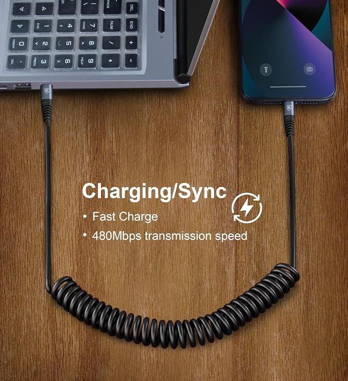 KIYODA USB Type C to Lightning Cable 6FT 2Pack, Coiled iPhone Charger Fast - Image 5