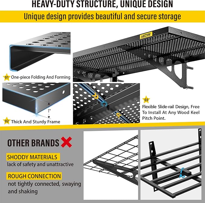 4-Pack 1.64x4ft Adjustable Garage Wall Shelving 1120lbs Load Capacity Heavy - Image 5