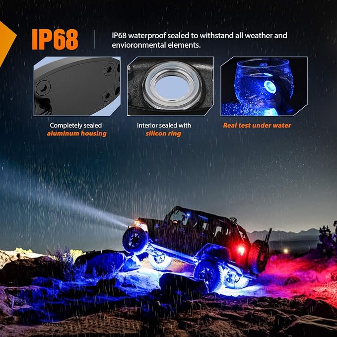 Nilight LED Rock Light 4PCS Underglow Wheel Well Pods Waterproof Exterior - Image 5