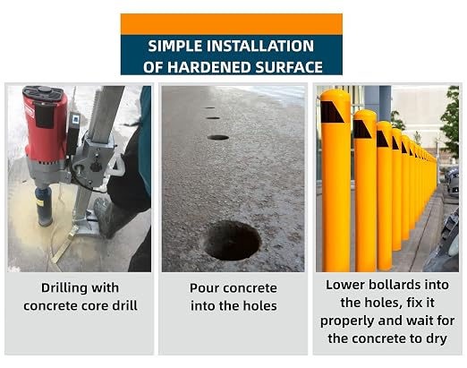 58" High 5-1/2" OD Steel Bollard Post Underground Mount, Cap Removable Safety - Image 3