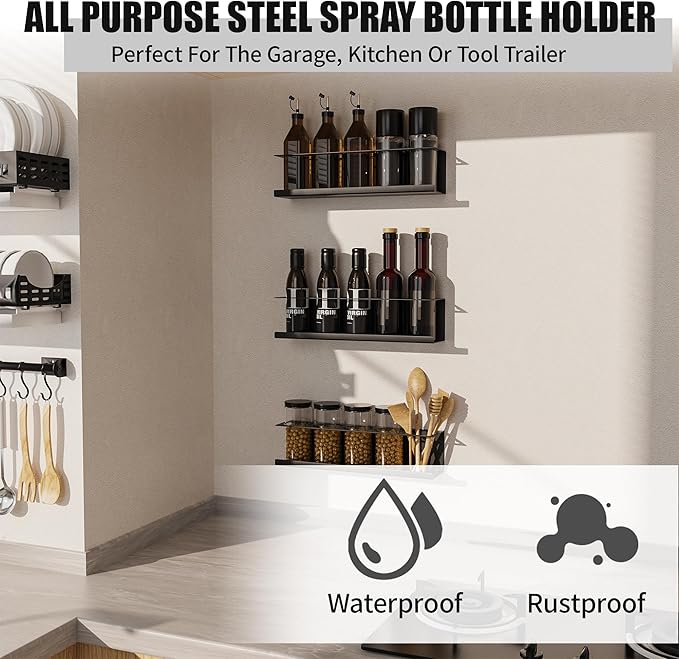 4 Pack Wall-Mounted Spray Bottle Holder, Aerosol Spray Can Holder Storage Rack - Image 7