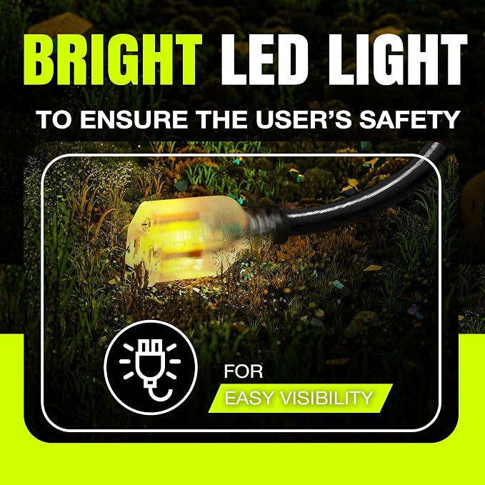 100ft Outdoor/Indoor Extension Cord 10/3 Gauge Ultra Heavy Duty 3 Prong SJTW - Image 2