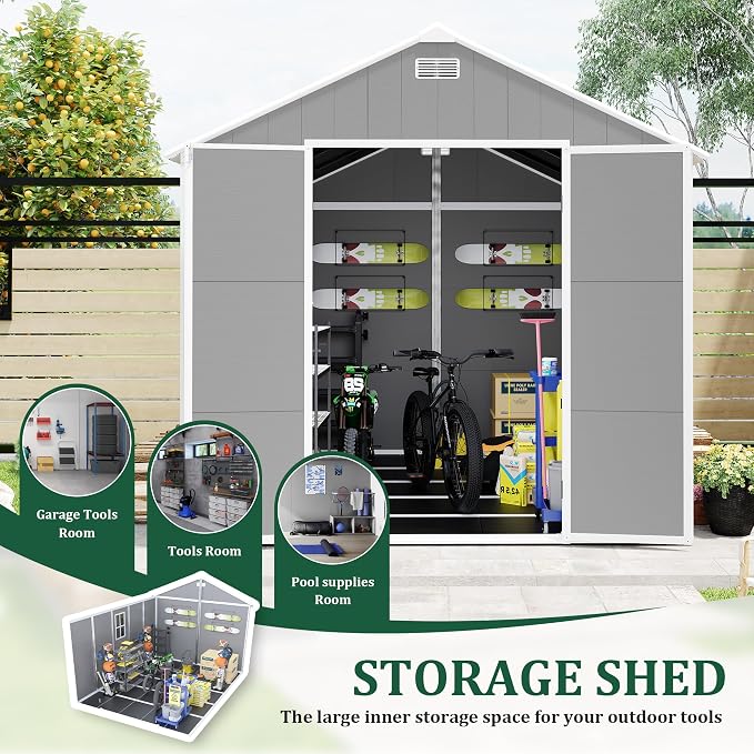 8x10 FT Outdoor Storage Resin Shed - Image 2