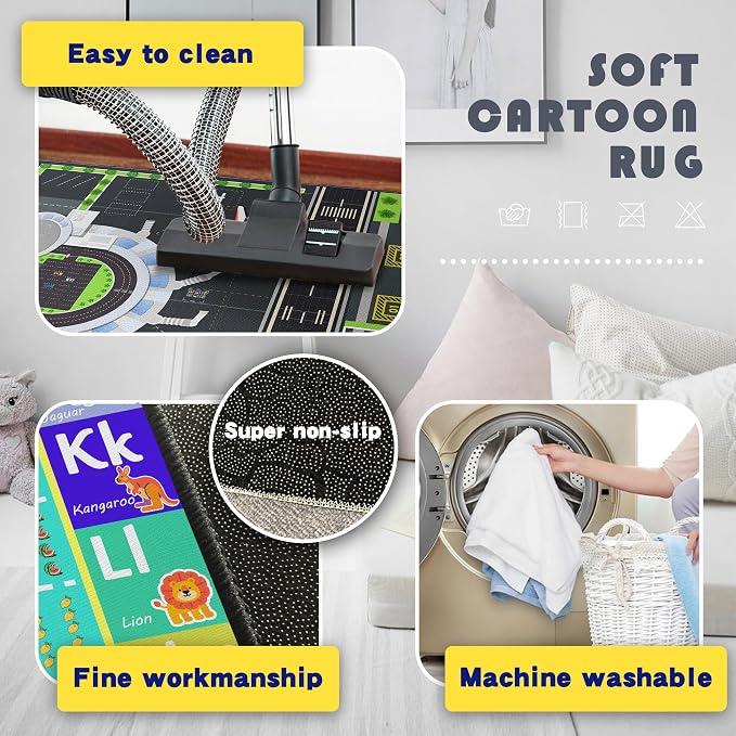 Playmat for Boys Playroom 5'x 6'6" Airport Mat for Kids Bedroom Traffic System - Image 5