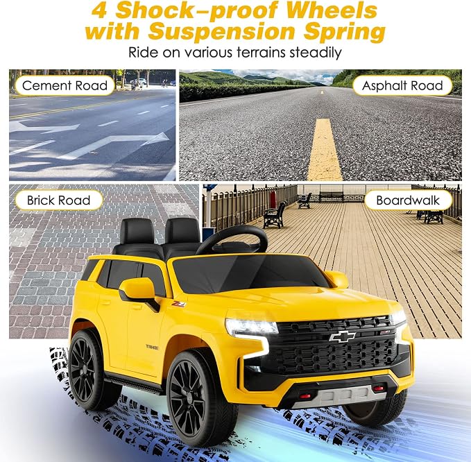 HONEY JOY Ride On Truck, 12V Licensed Chevrolet Tahoe, Chevy Electric Vehicle - Image 3