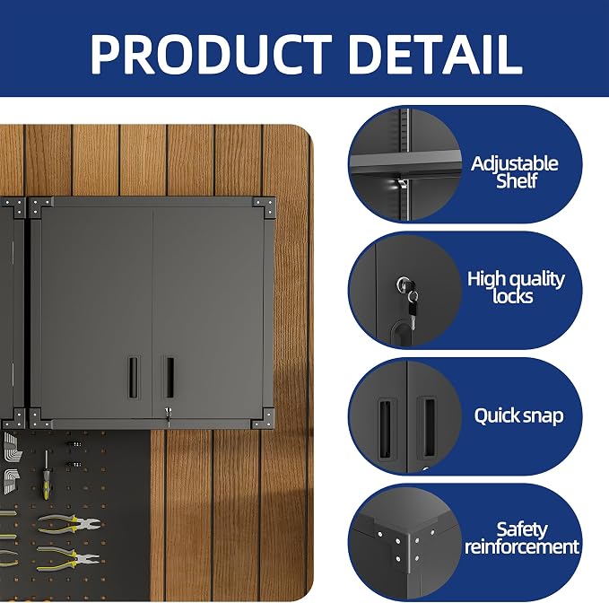 Metal Tool Cabinet, Garage Storage Cabinet System, Wall Cabinet & Locking - Image 6