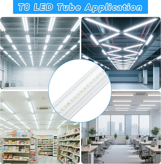 10 Pack 8FT T8 LED Shop Lights, 100W Integrated Tube Light, 19200LM 6000-6500K - Image 6