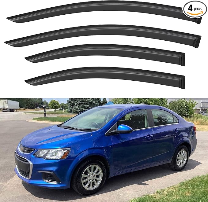 Window Visors Rain Guards for 2012-2020 Chevy Sonic Sedan, Out-Channel Window by YQAUTEC