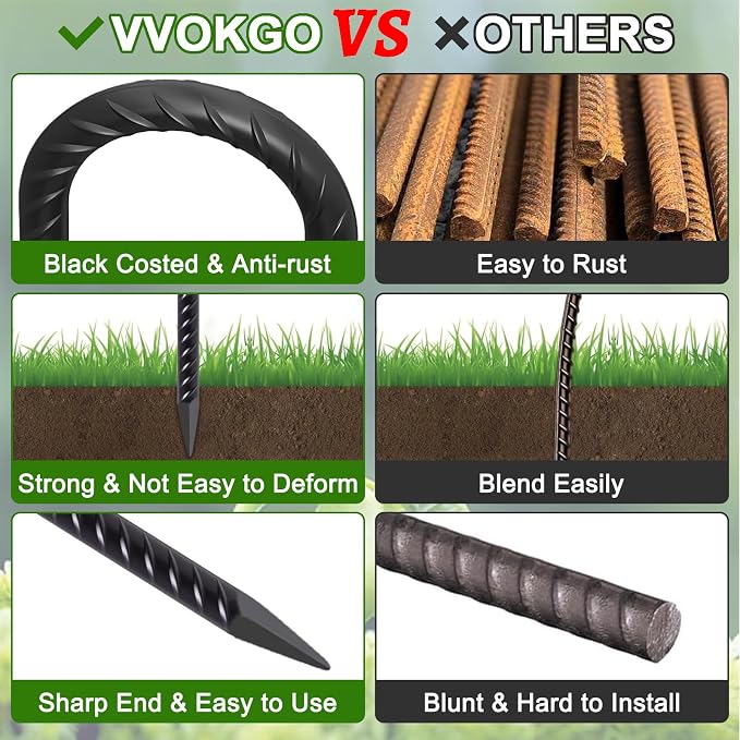 VVOKGO Rebar Stakes 16 Inches J Hook Heavy Duty Chain Link Fence Stakes - Image 3