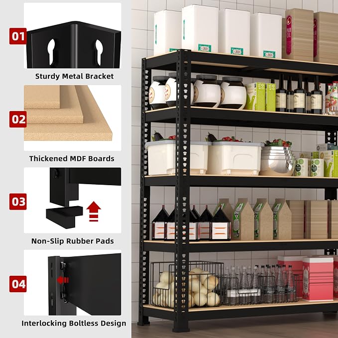 4 Packs 35.5" W x 16" D x 71" H Adjustable Garage Storage Shelves - Image 5