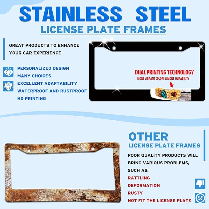 Blue Lightning License Plate Frame Funny Thunder License Plate Holder - Image 2
