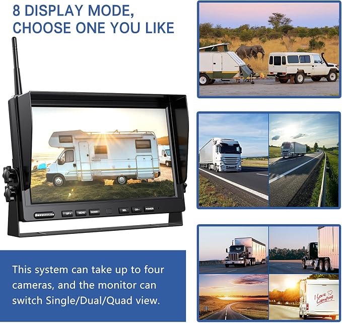 10'' 1080P Wireless Backup Camera System, 10 Inch DVR Quad Split Monitor - Image 3