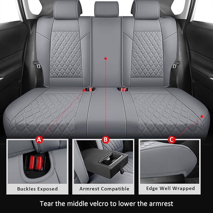 MIROZO RAV4 Seat Covers, Faxu Leather Car Seat Covers Non-Hybrid Fits - Image 4