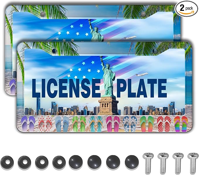 License Plate Frames Multicolor Car License Plate Frame Hawaii Beach Flip Flops by Unknown