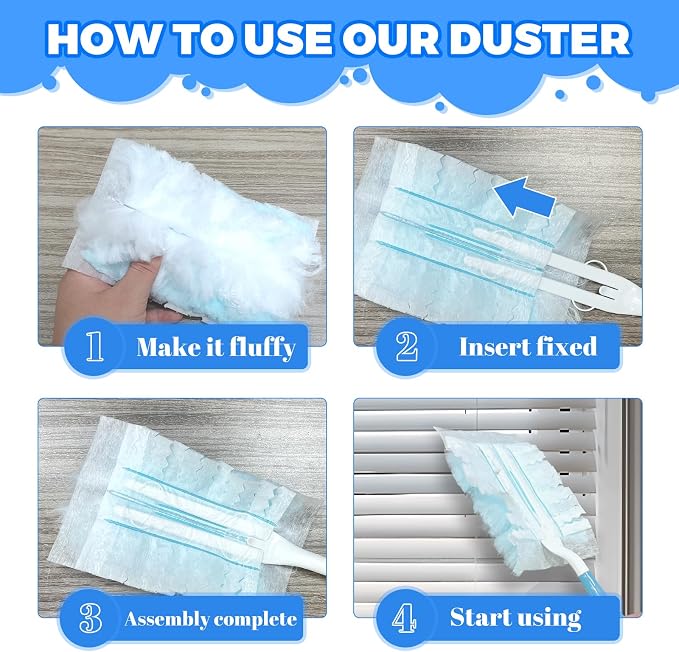Duster Refills Compatible with Swiffer Heavy Duty Duster Refill, 5 Handles+50 - Image 3
