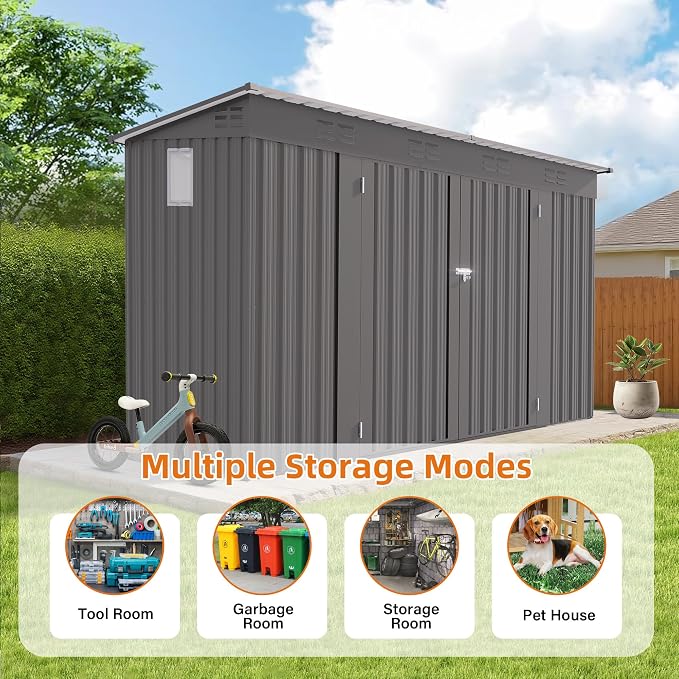 4x9 FT Lean to Shed with Window, Metal Sheds & Outdoor Storage with 6 Vents and - Image 7