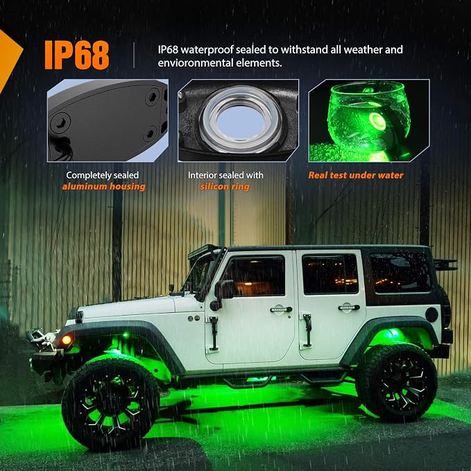 Nilight LED Rock Light 6PCS Green Pods - Image 5