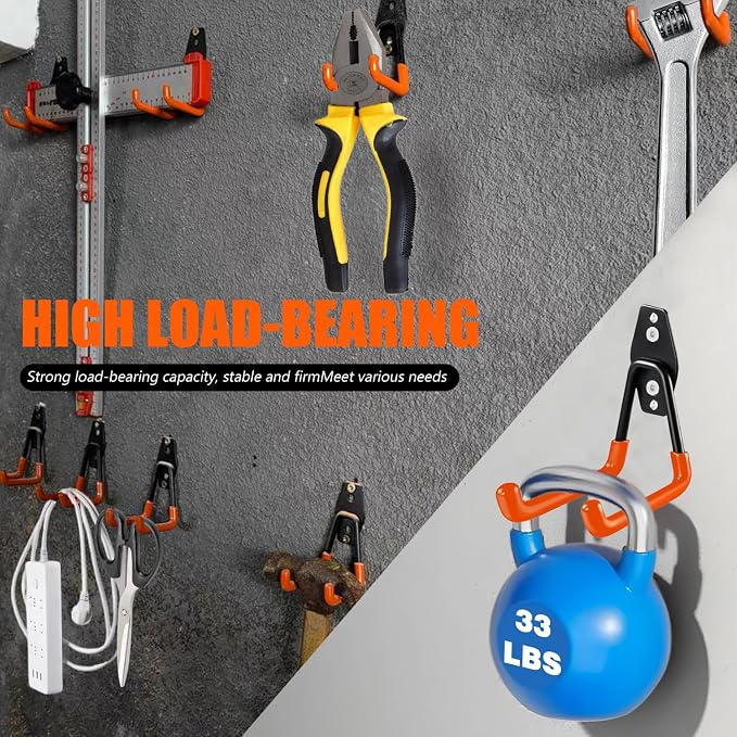 Heavy-Duty Garage Hooks -2 Pack Type small J- Anti-Slip Coated Wall-Mounted - Image 4