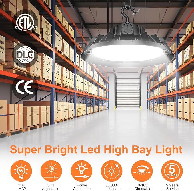 12Pack LED High Bay Lights, 150W UFO High Bay LED Shop Lights, 22500LM - Image 2