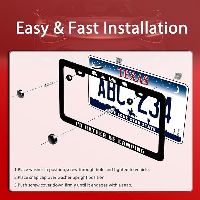 I'D Rather Be Camping License Plate Frame Funny Camper License Plate Frames - Image 3