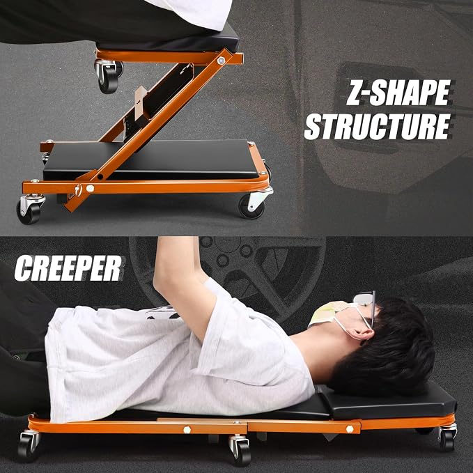 DNA MOTORING 36 Inches 2 IN 1 Rolling Folding Car Creeper/Seat, 150kg Weight - Image 7
