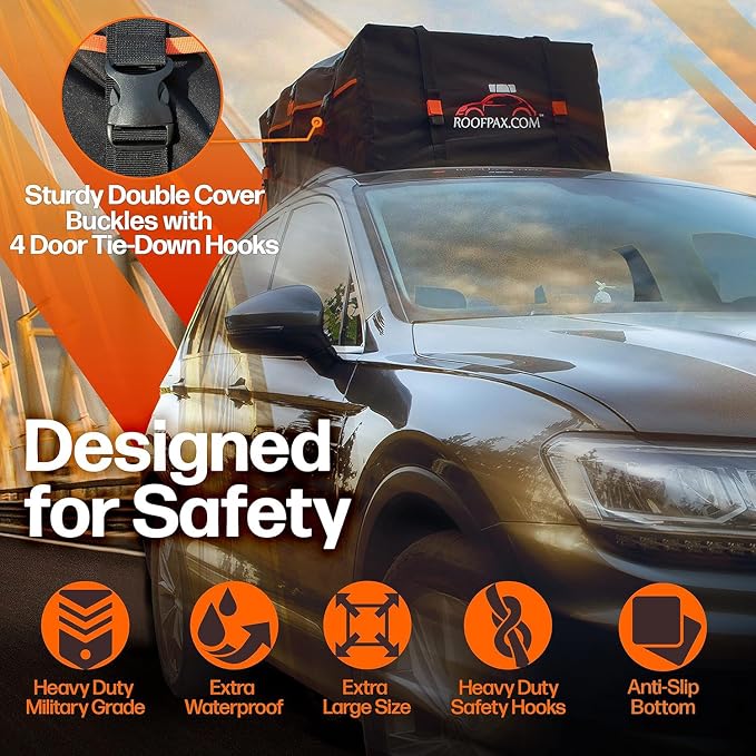 RoofPax XXL 28 cuft Car Rooftop Cargo Carrier Bag Extra Waterproof Car Roof - Image 4