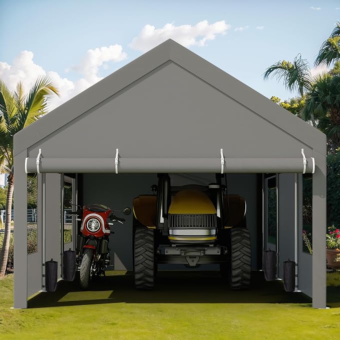 JY QAQA Carport, 10x20 FT Heavy Duty Carport Reinforced Steel Poles - Image 6