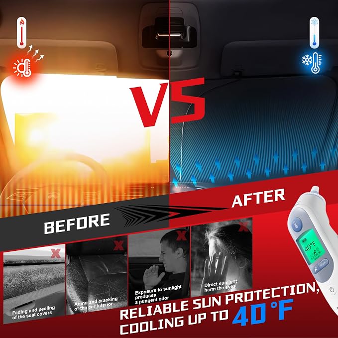 Windshield Sun Shade for 2020-2025 Ford Explorer SUV Foldable Sun Sunshade for - Image 4