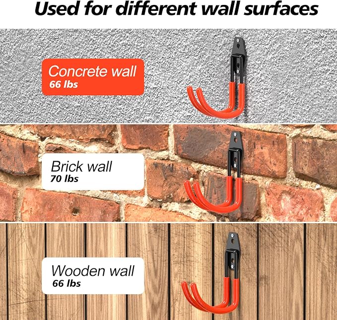 8 Pack 5.5x4.1 inch J Heavy Duty Garage Hooks, Solid Steel Wall Mount Hangers - Image 5