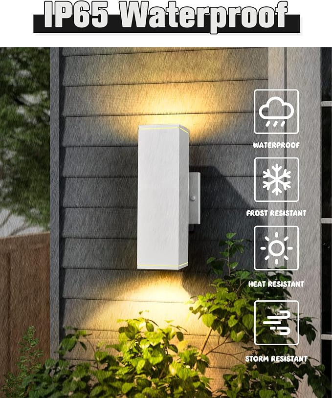 Ken & Ricky Outdoor Wall Lights, Modern Exterior Up and Down Wall Sconces - Image 2