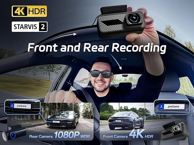 Pelsee P1 Pro Dash Cam Front and Rear, STARVIS 2 Sensor, 4K Dual Dash Camera - Image 2