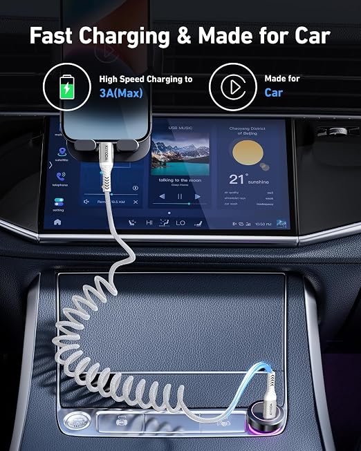 Coiled USB C to C Cable 3ft+6ft, Coiled USB C Cable - Image 2