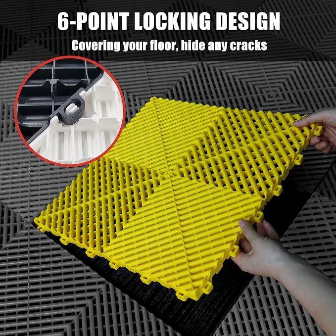 15.7"x15.7" Garage Flooring Tiles, Non-Slip Interlocking Plastic Garage Floor - Image 2