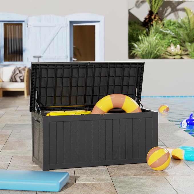 270 Gallon Outdoor Storage Box Patio Deck Box Waterproof, Resin Lockable - Image 8