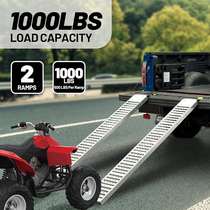 Rockland 72" x 9" Steel Truck Ramps, 1000 LBS Capacity, Portable Trailer Ramps - Image 2