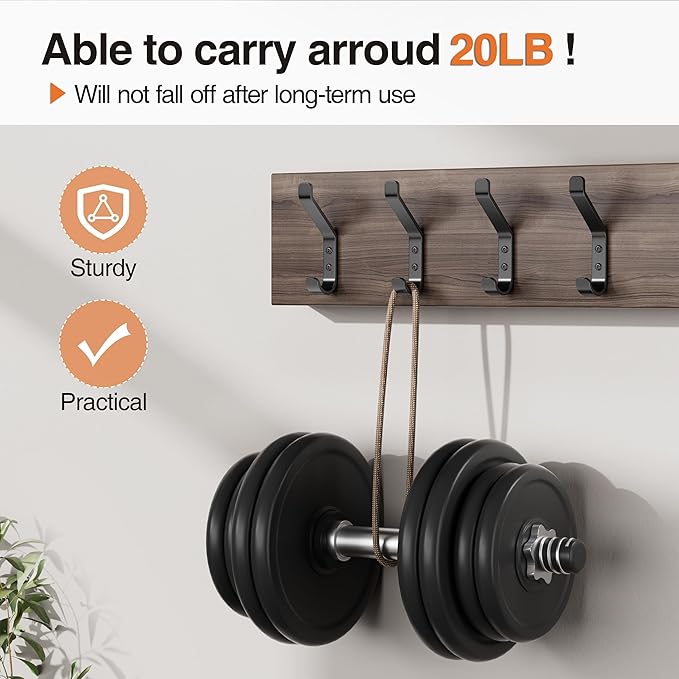 10-Pack Coat Hook for Hanging, Stainless Wall Hooks for Towel, Wall Mounted - Image 2
