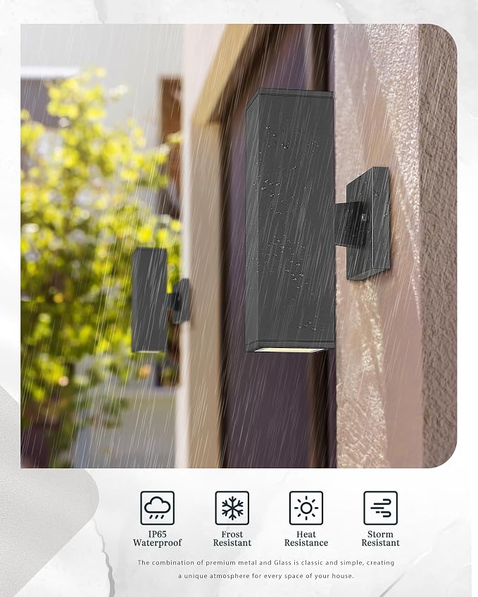 Ken & Ricky Outdoor Wall Lights, Modern Exterior Lighting Fixtures, Aluminum - Image 3
