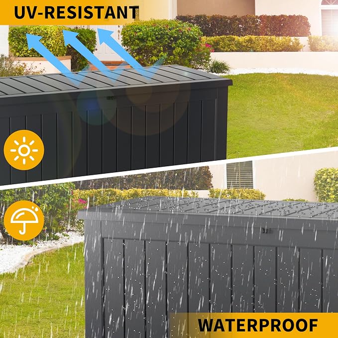 200 Gallon Resin Deck Box, Waterproof Outdoor Storage Bin - Image 3